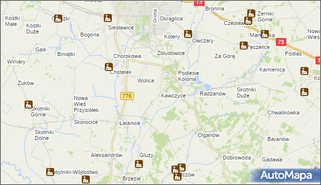 mapa Kawczyce, Kawczyce na mapie Targeo