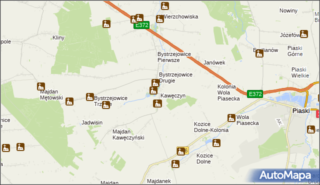 mapa Kawęczyn gmina Piaski, Kawęczyn gmina Piaski na mapie Targeo
