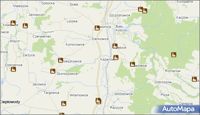 mapa Kazanów gmina Strzelin, Kazanów gmina Strzelin na mapie Targeo