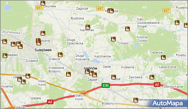 mapa Kazimierów gmina Halinów, Kazimierów gmina Halinów na mapie Targeo