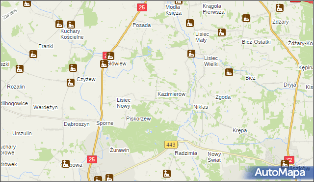 mapa Kazimierów gmina Stare Miasto, Kazimierów gmina Stare Miasto na mapie Targeo