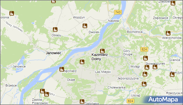mapa Kazimierz Dolny, Kazimierz Dolny na mapie Targeo