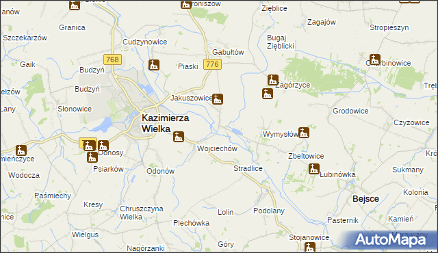 mapa Kazimierza Mała, Kazimierza Mała na mapie Targeo