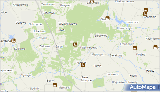 mapa Kazimierzewo gmina Wierzbinek, Kazimierzewo gmina Wierzbinek na mapie Targeo