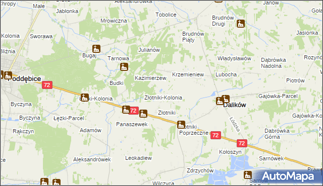 mapa Kazimierzów gmina Dalików, Kazimierzów gmina Dalików na mapie Targeo