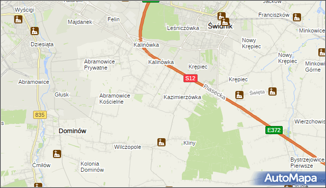 mapa Kazimierzówka gmina Głusk, Kazimierzówka gmina Głusk na mapie Targeo