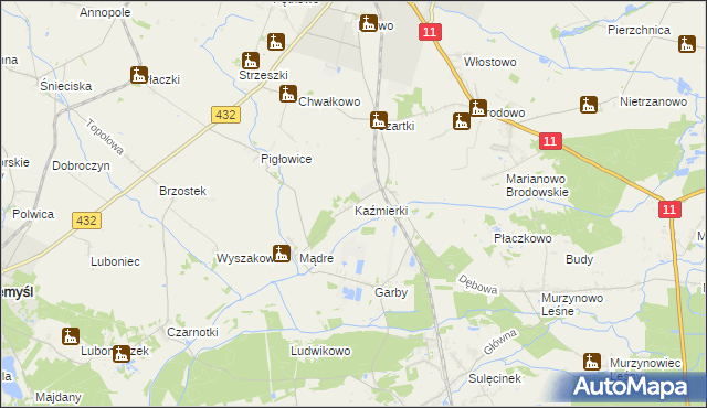 mapa Kaźmierki, Kaźmierki na mapie Targeo