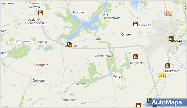 mapa Kaźmierzewo gmina Mrocza, Kaźmierzewo gmina Mrocza na mapie Targeo