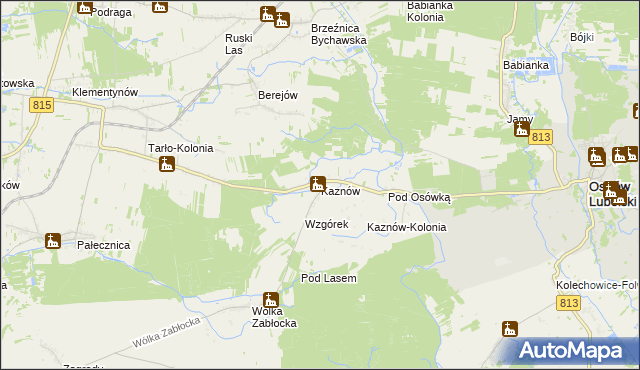 mapa Kaznów gmina Ostrów Lubelski, Kaznów gmina Ostrów Lubelski na mapie Targeo