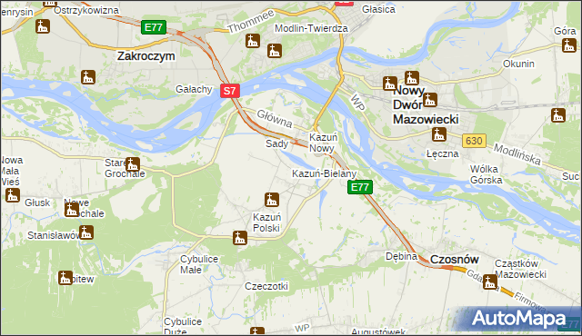 mapa Kazuń-Bielany, Kazuń-Bielany na mapie Targeo