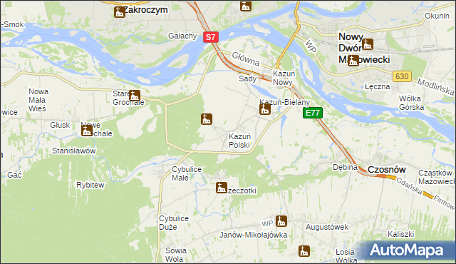 mapa Kazuń Polski, Kazuń Polski na mapie Targeo