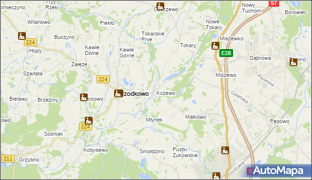 mapa Kczewo gmina Przodkowo, Kczewo gmina Przodkowo na mapie Targeo