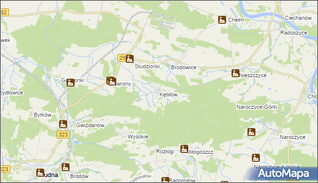 mapa Kębłów gmina Rudna, Kębłów gmina Rudna na mapie Targeo