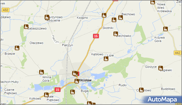 mapa Kębłowo gmina Miłosław, Kębłowo gmina Miłosław na mapie Targeo