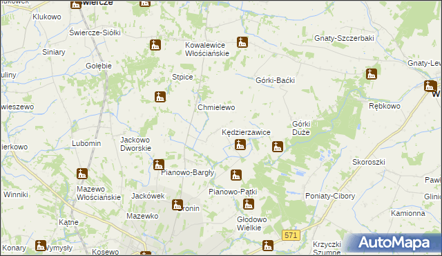 mapa Kędzierzawice, Kędzierzawice na mapie Targeo