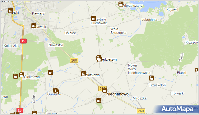 mapa Kędzierzyn gmina Niechanowo, Kędzierzyn gmina Niechanowo na mapie Targeo