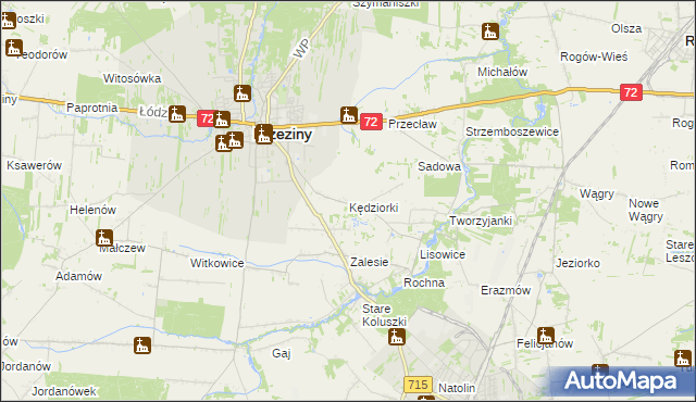 mapa Kędziorki, Kędziorki na mapie Targeo