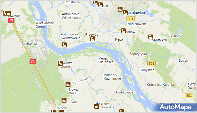 mapa Kępa Bielańska, Kępa Bielańska na mapie Targeo