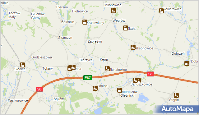 mapa Kępa gmina Długołęka, Kępa gmina Długołęka na mapie Targeo