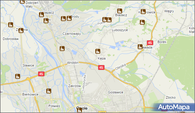 mapa Kępa gmina Łubniany, Kępa gmina Łubniany na mapie Targeo