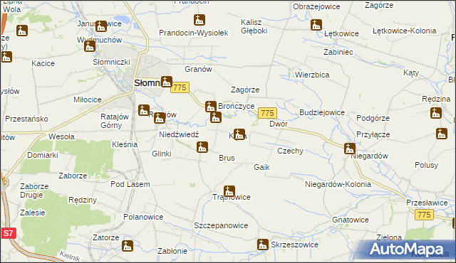 mapa Kępa gmina Słomniki, Kępa gmina Słomniki na mapie Targeo