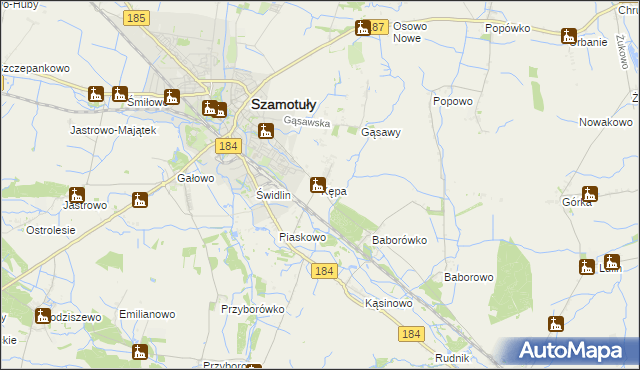 mapa Kępa gmina Szamotuły, Kępa gmina Szamotuły na mapie Targeo