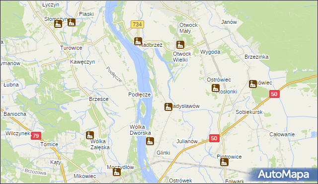 mapa Kępa Nadbrzeska, Kępa Nadbrzeska na mapie Targeo