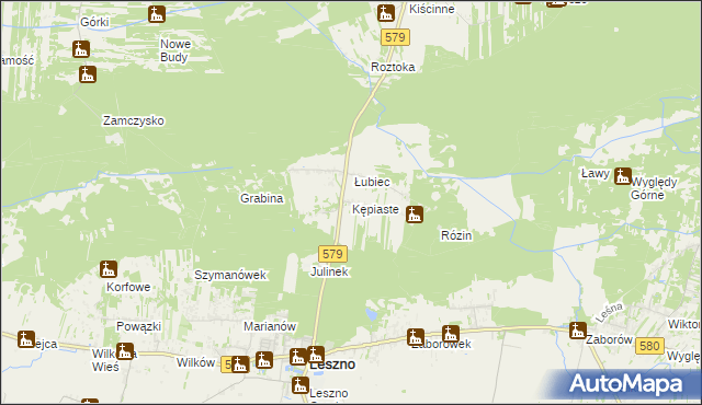 mapa Kępiaste gmina Leszno, Kępiaste gmina Leszno na mapie Targeo