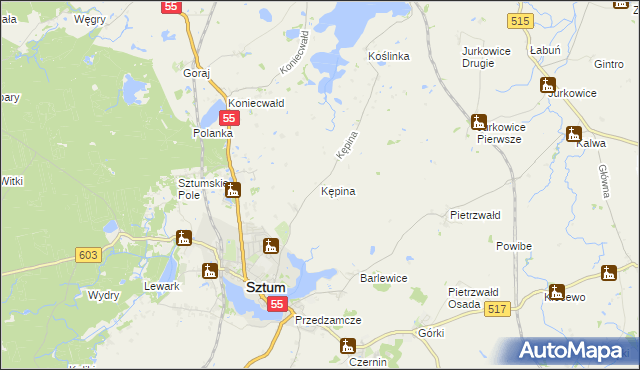 mapa Kępina gmina Sztum, Kępina gmina Sztum na mapie Targeo