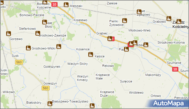 mapa Kęsice, Kęsice na mapie Targeo