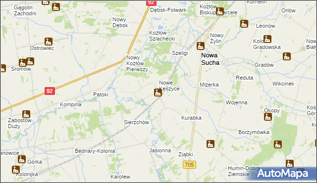 mapa Kęszyce-Wieś, Kęszyce-Wieś na mapie Targeo