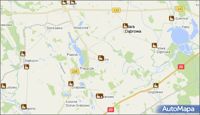 mapa Kicko gmina Stara Dąbrowa, Kicko gmina Stara Dąbrowa na mapie Targeo