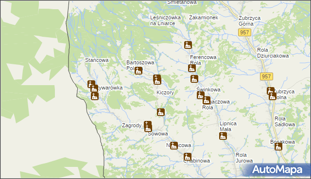 mapa Kiczory, Kiczory na mapie Targeo