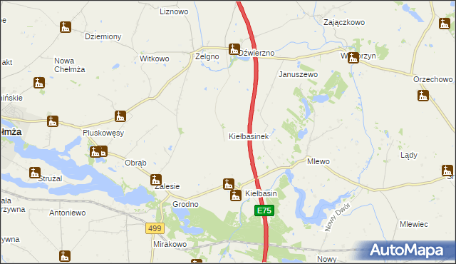 mapa Kiełbasinek, Kiełbasinek na mapie Targeo