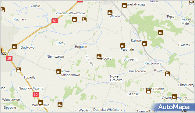 mapa Kiełbowo, Kiełbowo na mapie Targeo