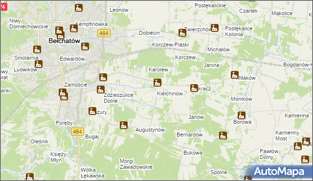 mapa Kielchinów, Kielchinów na mapie Targeo