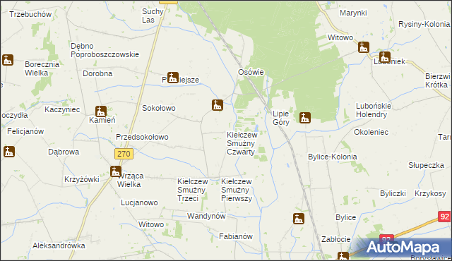 mapa Kiełczew Smużny Czwarty, Kiełczew Smużny Czwarty na mapie Targeo