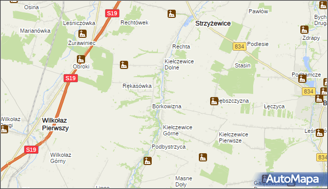 mapa Kiełczewice Maryjskie, Kiełczewice Maryjskie na mapie Targeo