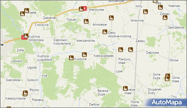 mapa Kiełczygłówek, Kiełczygłówek na mapie Targeo