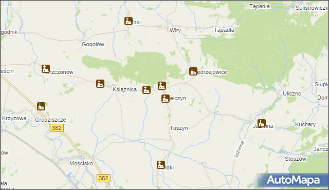 mapa Kiełczyn gmina Dzierżoniów, Kiełczyn gmina Dzierżoniów na mapie Targeo