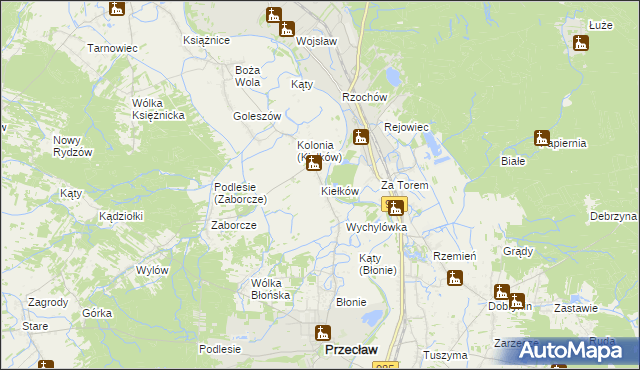mapa Kiełków gmina Przecław, Kiełków gmina Przecław na mapie Targeo