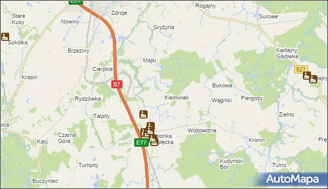 mapa Kielminek, Kielminek na mapie Targeo