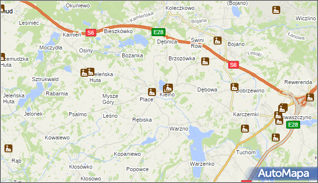 mapa Kielno gmina Szemud, Kielno gmina Szemud na mapie Targeo