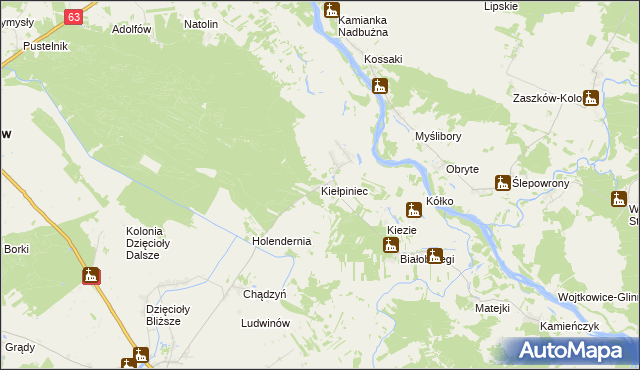 mapa Kiełpiniec, Kiełpiniec na mapie Targeo