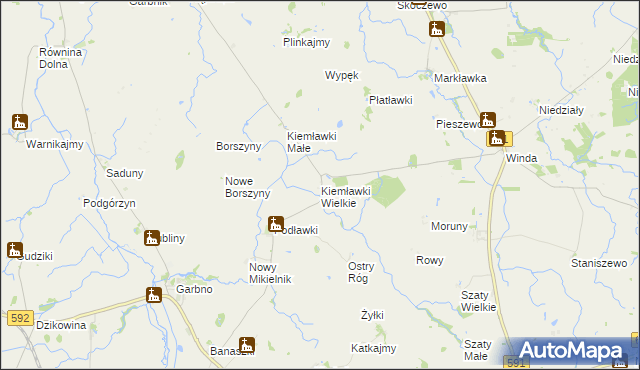 mapa Kiemławki Wielkie, Kiemławki Wielkie na mapie Targeo