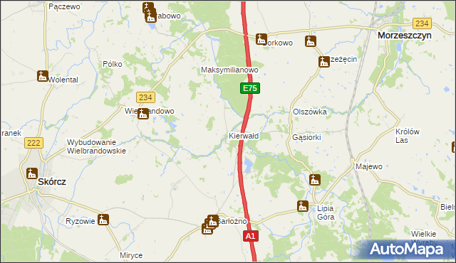 mapa Kierwałd, Kierwałd na mapie Targeo