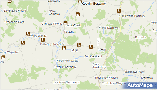 mapa Kierzki gmina Kobylin-Borzymy, Kierzki gmina Kobylin-Borzymy na mapie Targeo