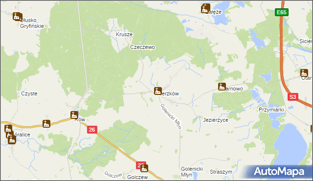 mapa Kierzków gmina Myślibórz, Kierzków gmina Myślibórz na mapie Targeo