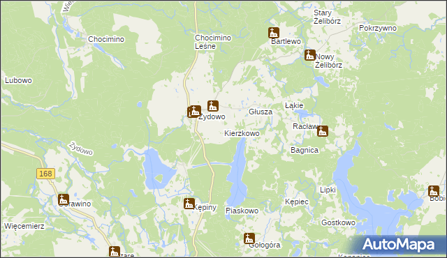 mapa Kierzkowo gmina Polanów, Kierzkowo gmina Polanów na mapie Targeo