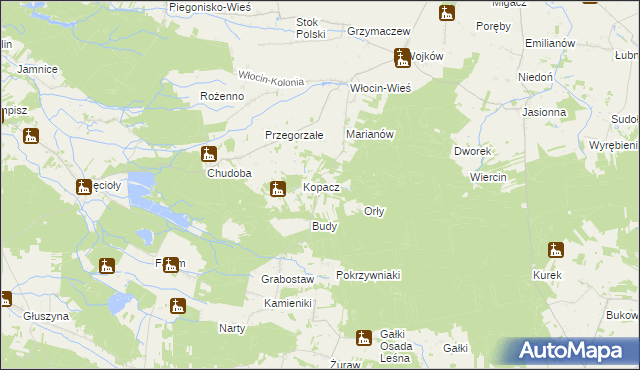 mapa Kije gmina Błaszki, Kije gmina Błaszki na mapie Targeo